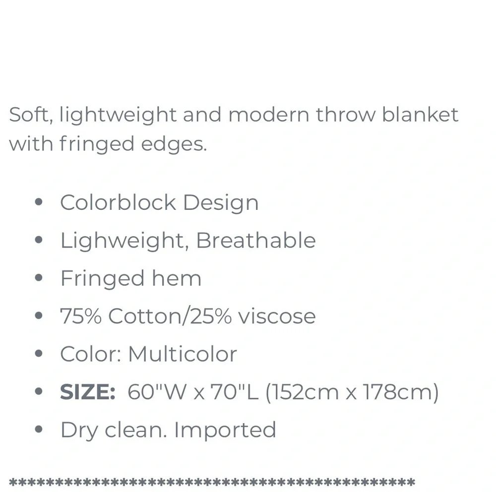 Anthropologie Brushed Colorblock Throw NWT